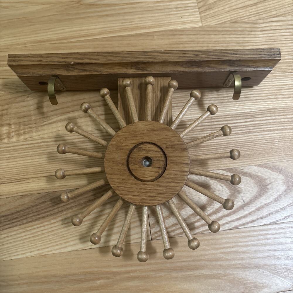 Vintage Wooden Tie Rack Organizer Spinning Rotating With Hooks Rare MCM Stylish!